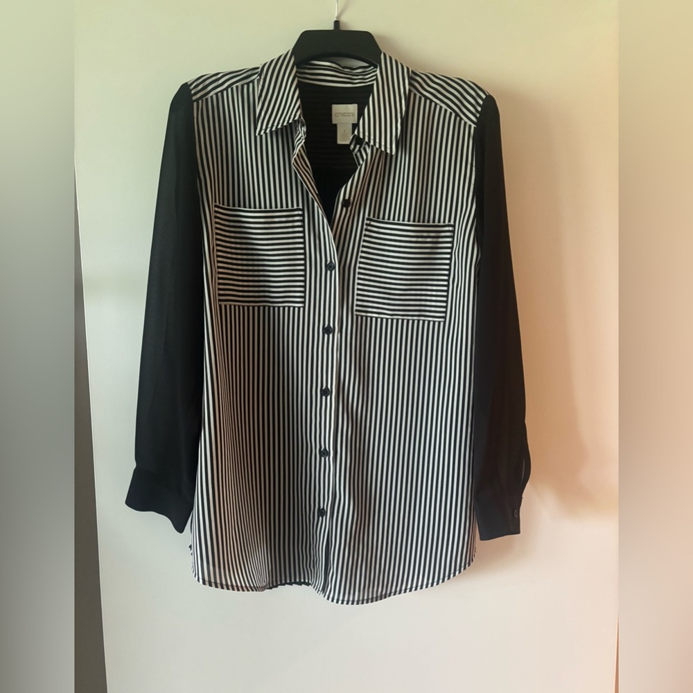 Chico's Black and White Striped Women's Top